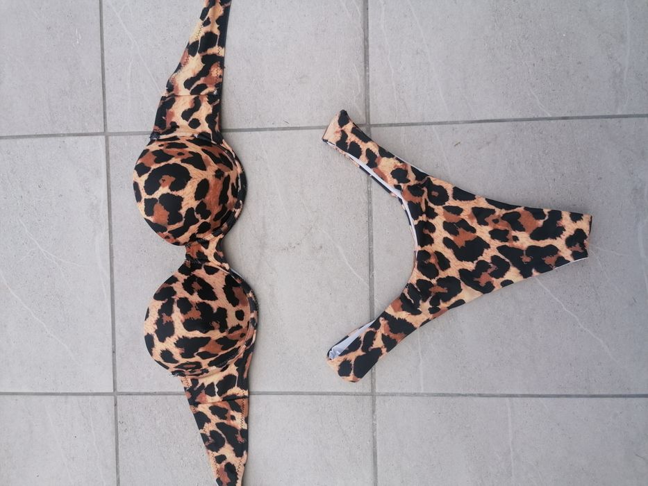 Bikini panterka strój kąpielowy stringi brazyliany S