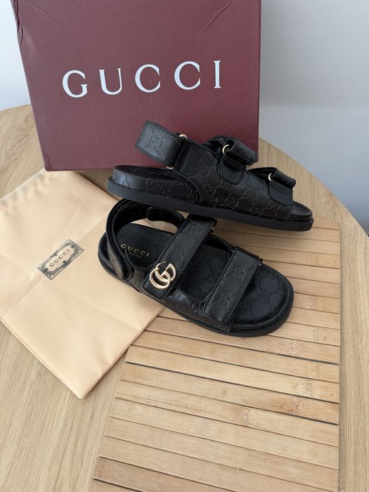 Sandały Gucci Double G Klapki GG Monogram Interlocking G