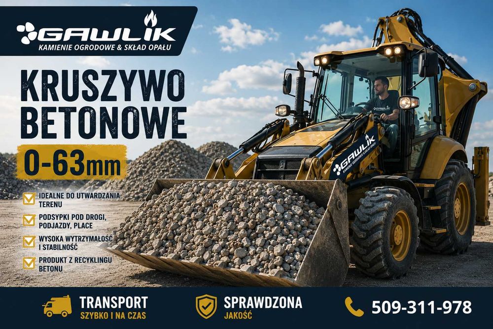 Kruszywo Betonowe Przekrusz Betonowy 0-63mm TONA LUZEM