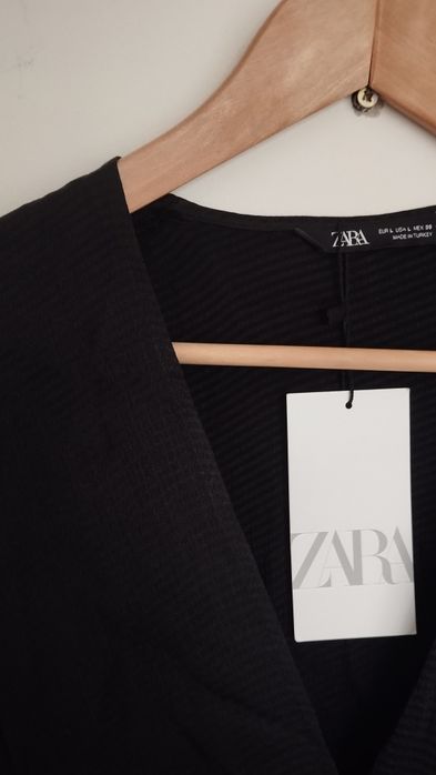 Elegancka sukienka Zara L wiązana wiskoza czarna