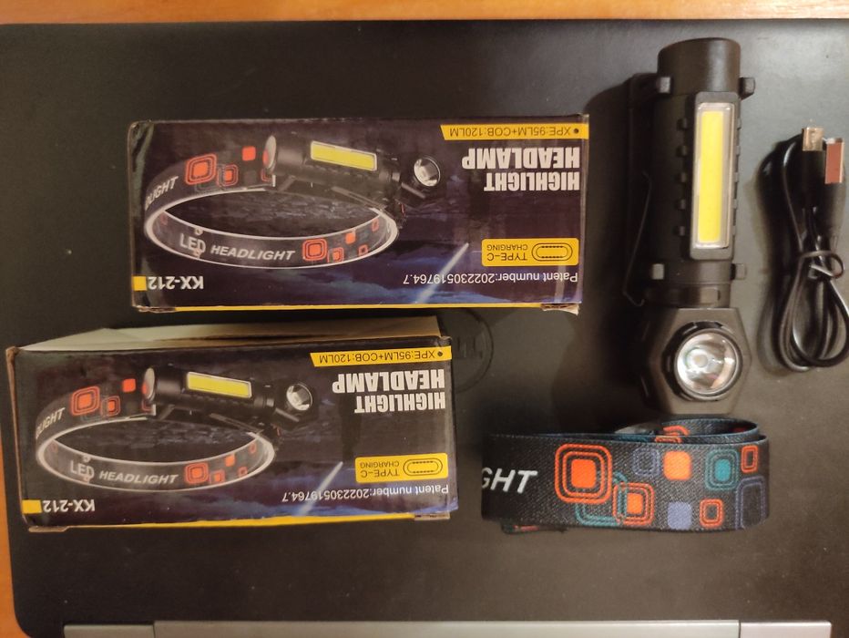 Налобный USB Фонарик с магнитом, type-C