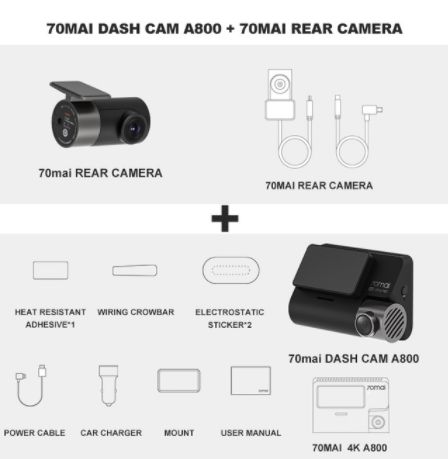 Видеорегистратор 70mai Smart Dash Cam 4K A810s+задняя камера+парков.ка