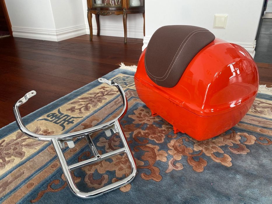 Kufer Vespa + stelaż chrom - arancio