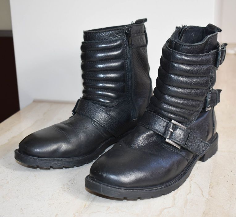 ZARA skórzane botki biker boots 36