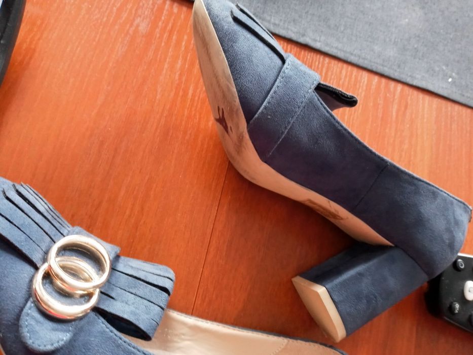 Polbuty damskie 37 granat wsuwane obcas