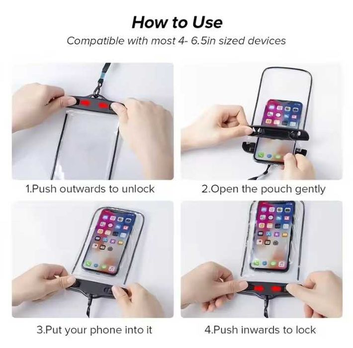 Водонепроницаемый IPX8 чехол для телефона и документов от грязи пыли