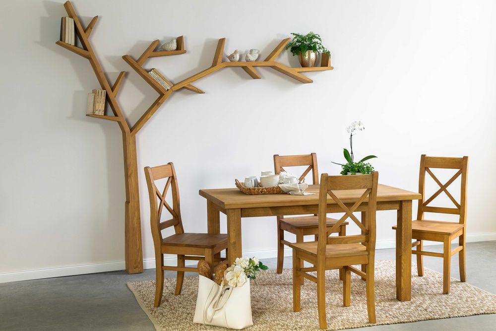 Drewniany postarzany stół 140x80 z krzesłami POPRAD II