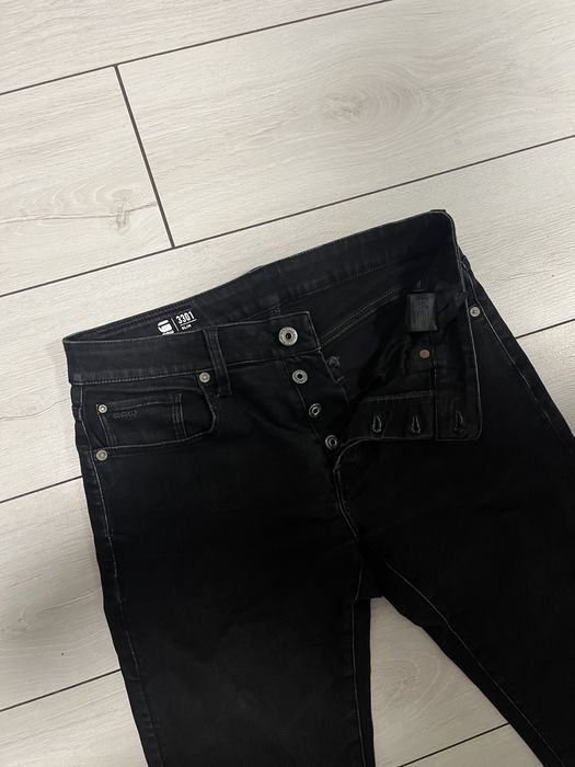 Джинсы мужские G-Star 3301 slim (W31/L34) черные, эластичные