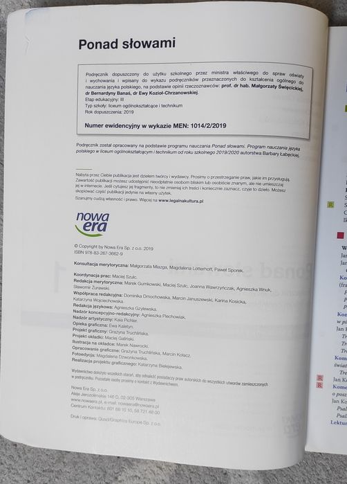 Podręcznik Ponad Słowami 1 do języka polskiego