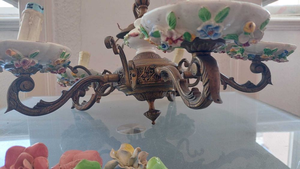 Candeeiro de Teto Vintage Estilo Capodimonte (6 Braços)