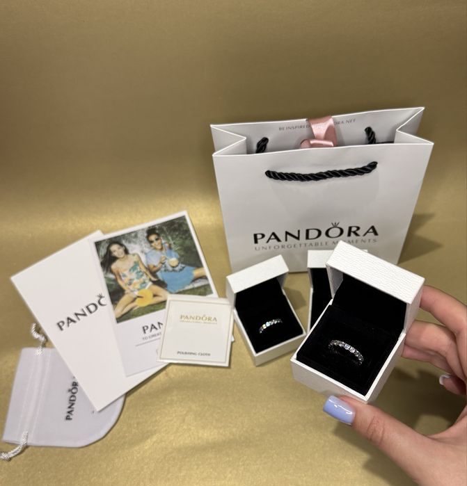Каблучка пандора блискучий рядочок срібна калбучка Pandora