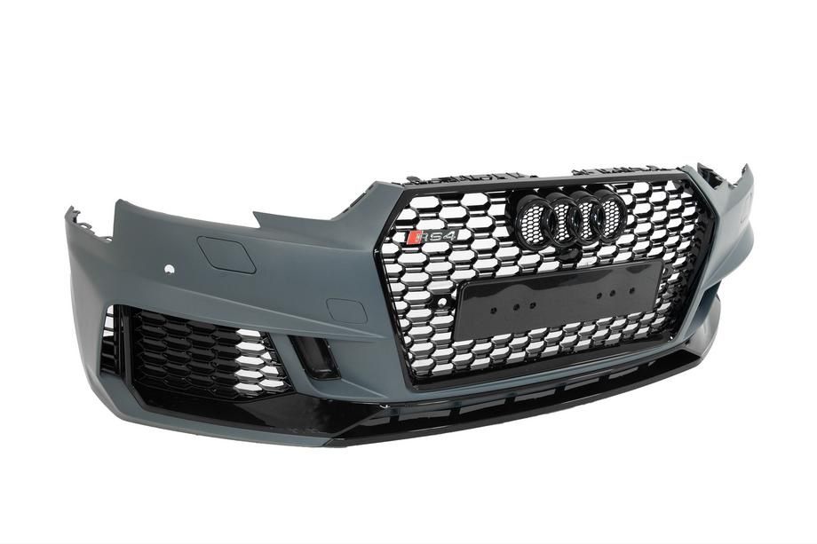 Бампер Audi A4 B9 / S4 B9 2015-2019 RS4 стиль черный глянец