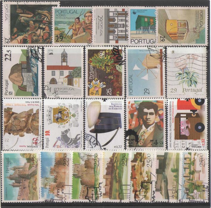 Filatelia: 108 selos usados de Portugal