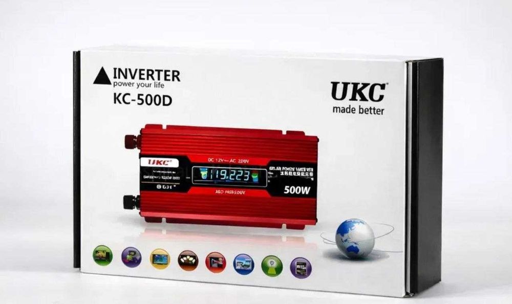 Автомобільний інвертор  500W  LCD дисплей