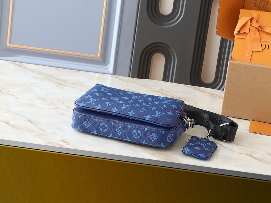 LOUIS VUITTON TRIO 3v1 messenger blue синяя мужская сумка кожаная