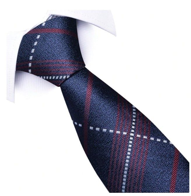 ZESTAW upominkowy Krawat + Poszetka + Spinki  granatowy bordowy