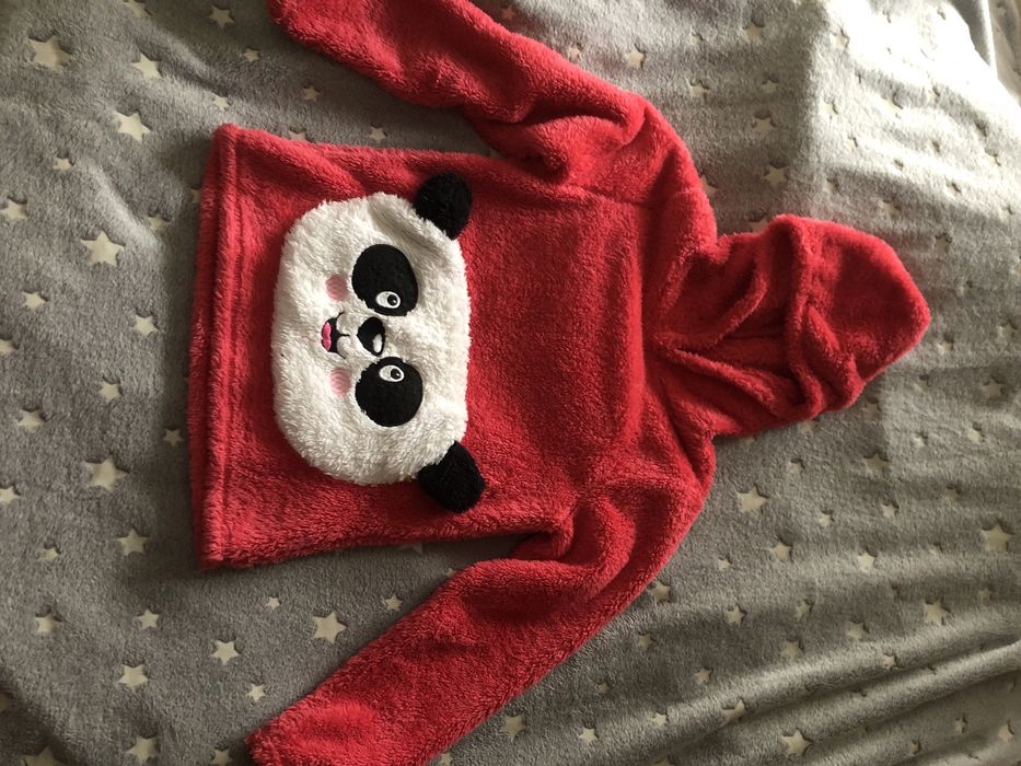 Bluza z misiem panda z kapturem love me lekka ciepła