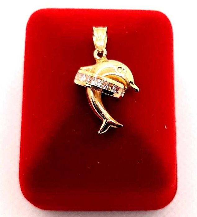 Złota zawieszka Delfin z cyrkoniami PR.585 W:0,73gr InterSKLEP
