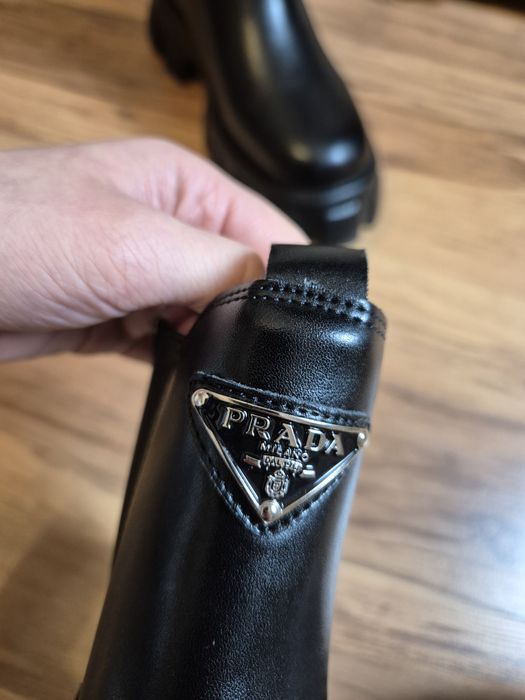 Czarna botki Prada wysokie buty za kostkę black heavy boots winter 38
