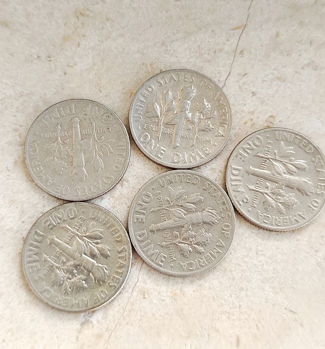 5 moedas dos Estados unidos da América
