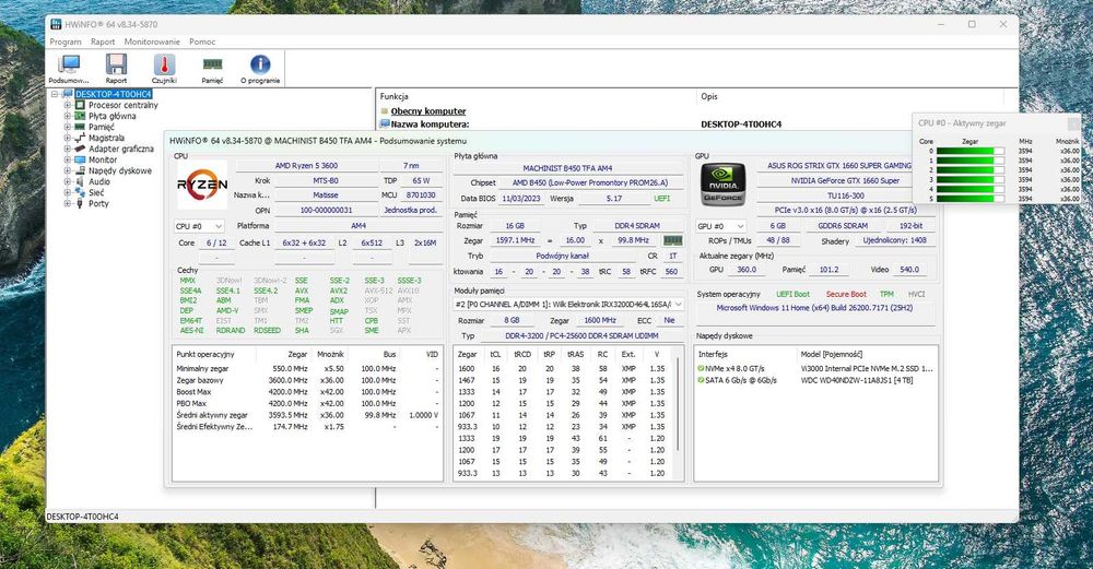 Komputer Gamingowy | Ryzen 5 3600, GTX 1660 SUPER 6GB, 16GB RAM