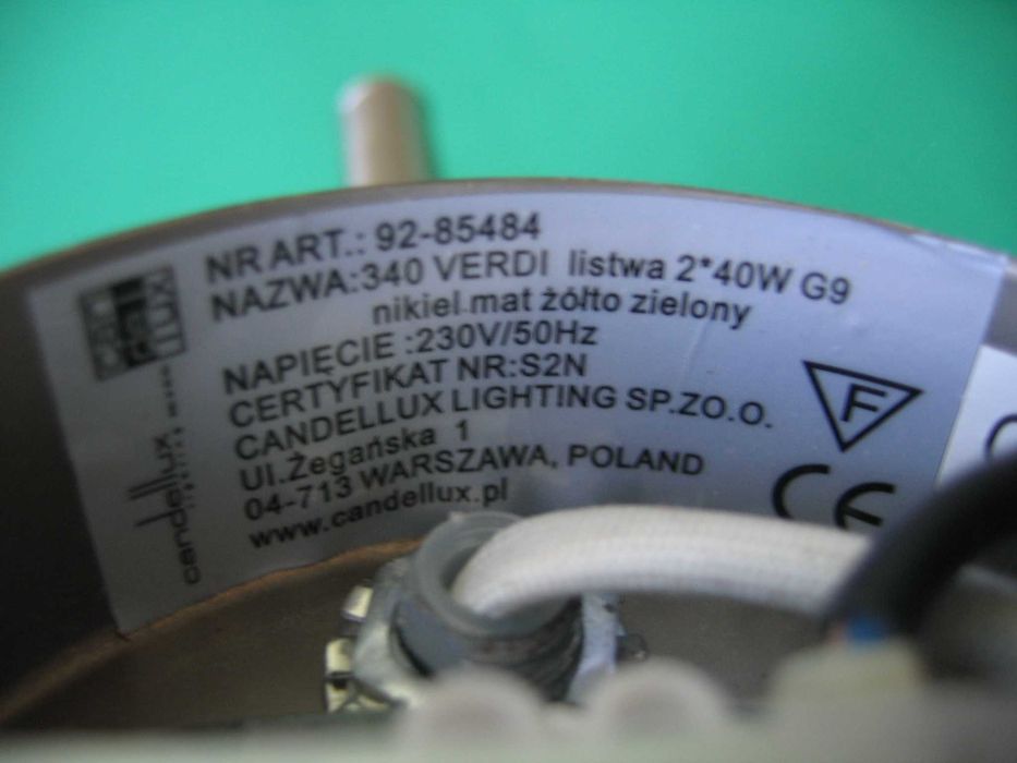 Kinkiet np. łazienkowy - VERDI 340 - G9- szklany - stan idealny - 230V