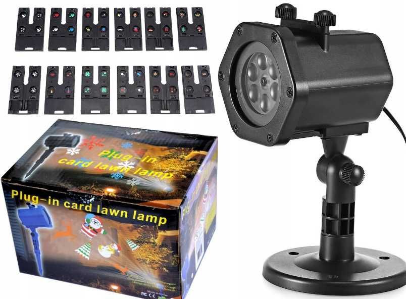 NOWY PROJEKTOR LED świąteczny 12 wymiennych slajdów 12x4 (48 obrazków)