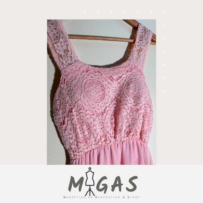 Vestido Rosa Renda