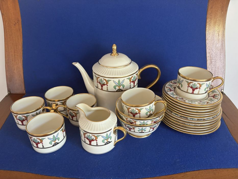 Serviço de Chá porcelana Lenox pintado a ouro