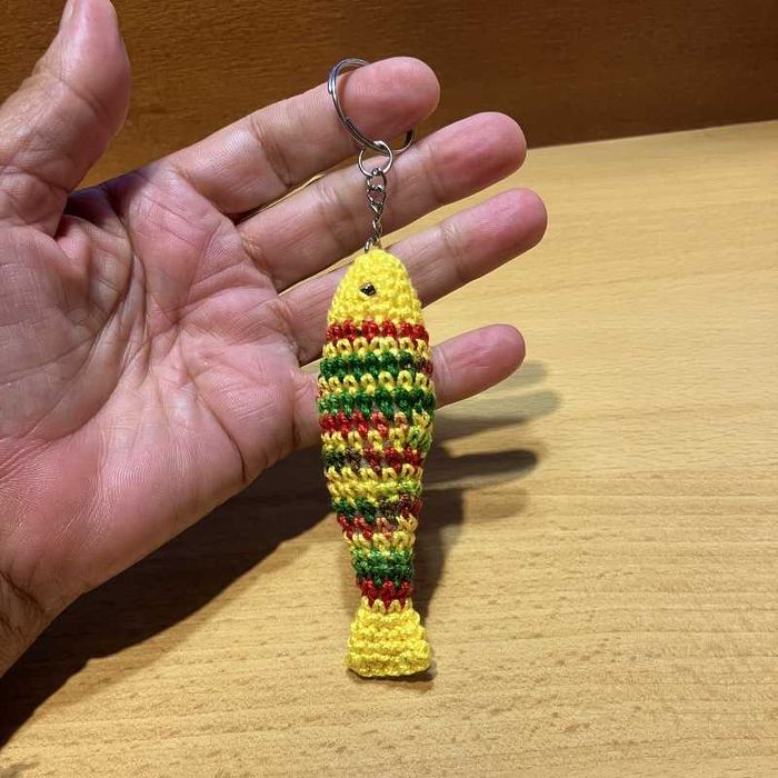 Porta-chaves/chaveiro em forma de Peixe 3D em crochet amigurumi - artigo novo