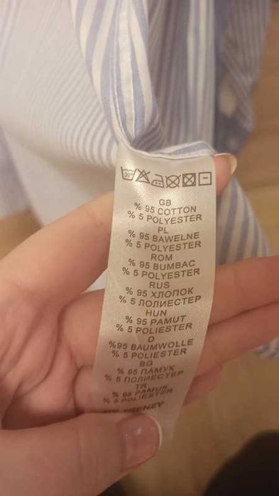 Fioletowa męska koszula na długi rękaw w paski L