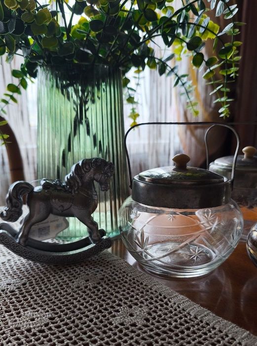 Сахарница цукорниця ваза на ножке кобальт старинное стекло  подарок