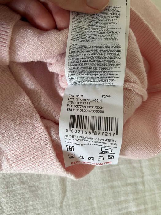 Camisola de malha ZY Baby rosa com gola de folho, 6-9 meses