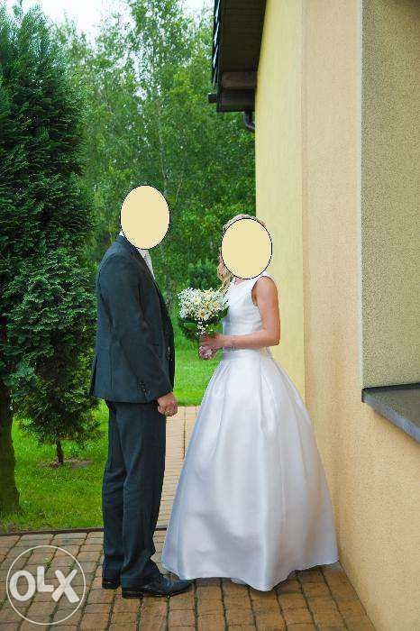 suknia ślubna Gala Kalipso, biała jedwab mikado