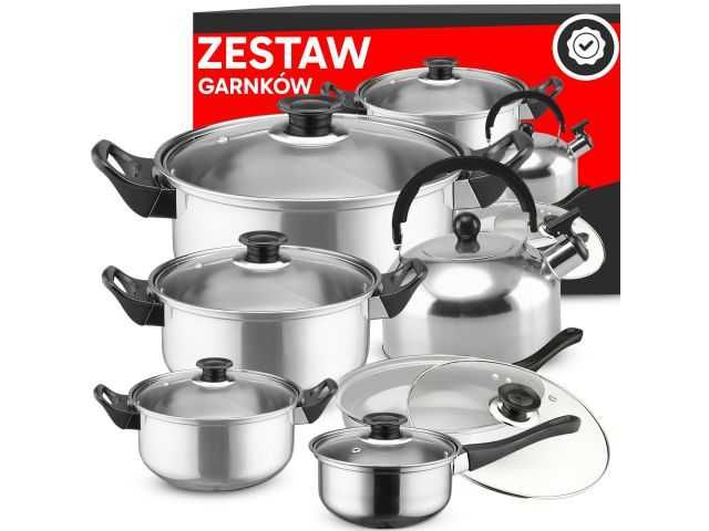 Komplet Garnków Kuchennych 11 El Gaz Indukcja Czajnik Patelnia Pokrywk