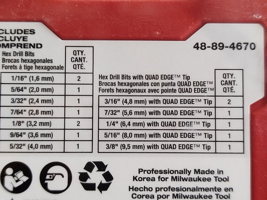 Milwaukee 48-89-4670 Shockwave titanium набір свердл 15шт оригінал США