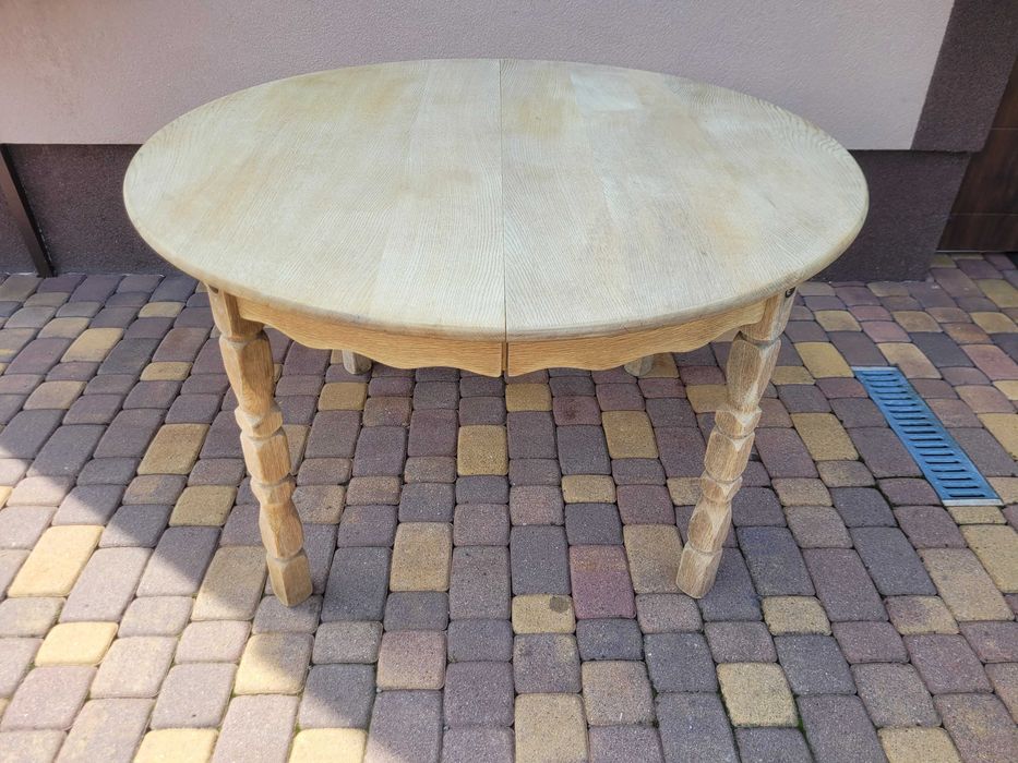 Duński Okrągły Stół Design Henning Kjærnulf Rozkładany Dębowy Lata 70-te Mid Century