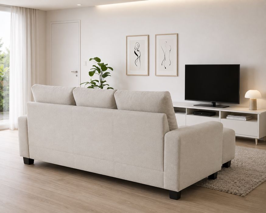 Sofá 3 lugars com chaise longue