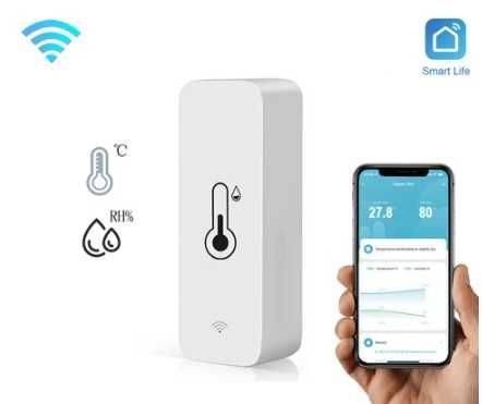 Sensor de temperatura e humidade Wi-Fi Tuya Alexa Google