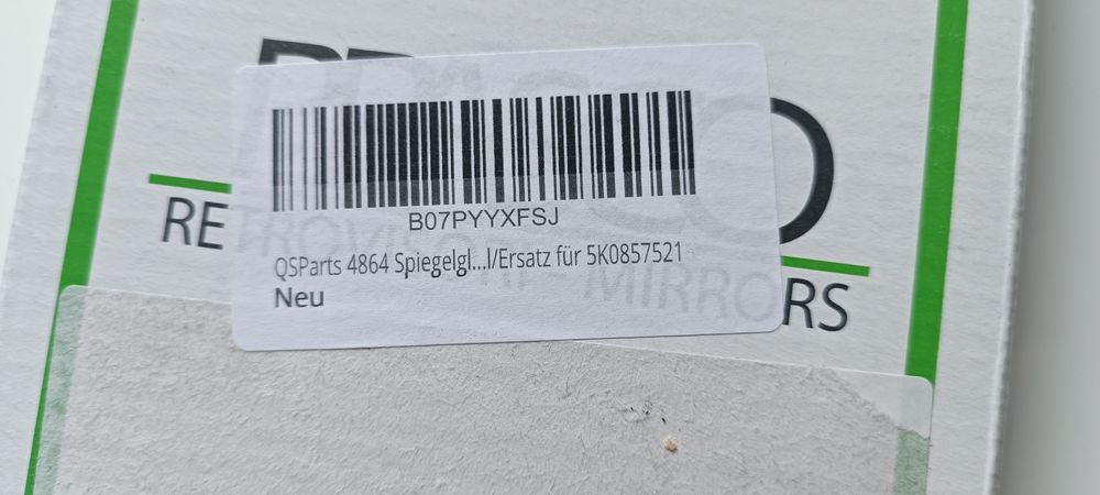 Вкладиш дзеркала лівий Prasco 5K0857521 для VW Touran,Golf