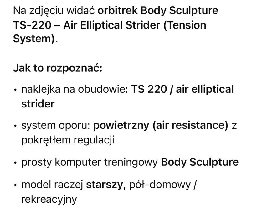 Orbitrek body sculpture ts 220 air eliptical strider