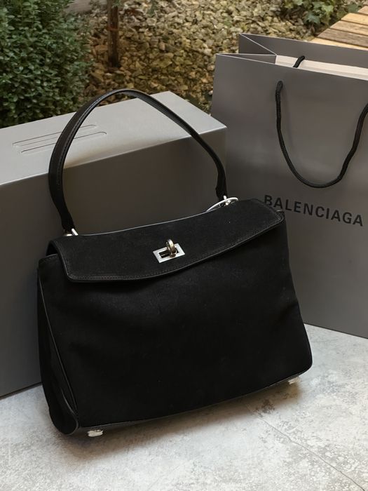 Сумка Balenciaga Rodeo Black Suede/Silver Hardware замша | чорна