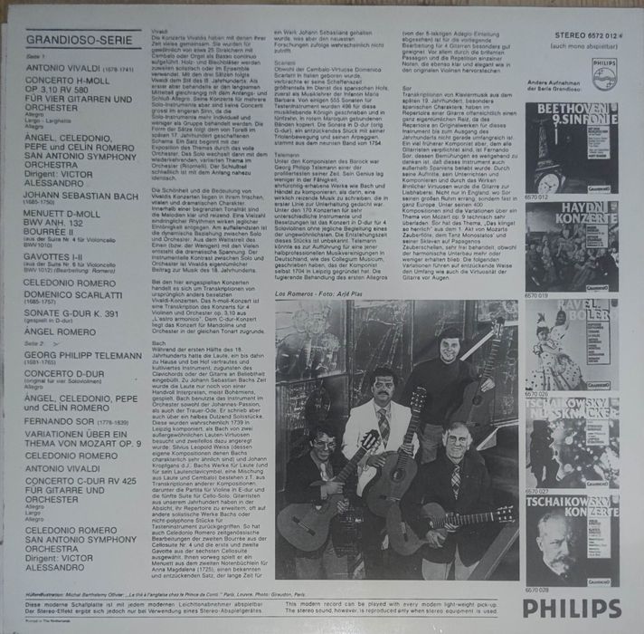 Вінілова платівка Philips Los Romeros Gitarre Barock Vivaldi Bach