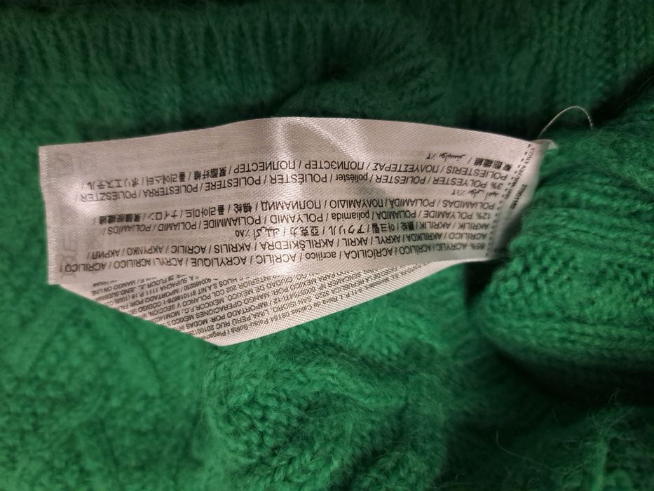 Sweter Mango zielony oversize warkocze rozmiar S