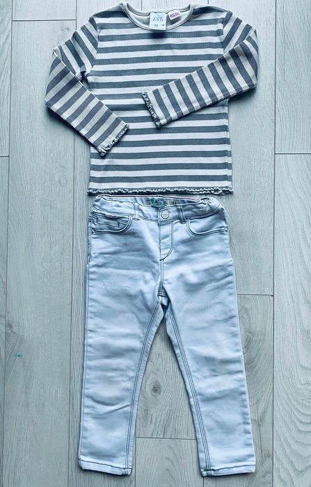 Jeansy i bluzka Zara dziewczęce r.98, 3 lata