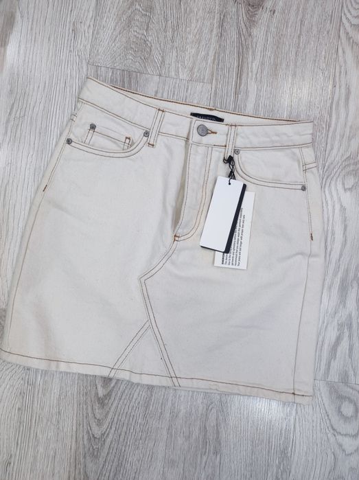 Spódnica kremowa trendyol S obcisła jeans krótka nowa