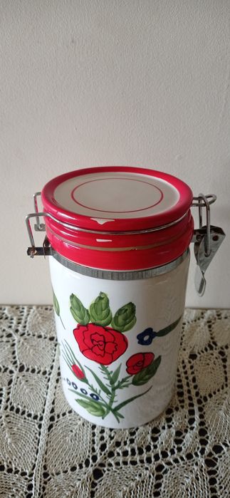 Ceramiczny ręcznie malowany pojemnik kuchenny