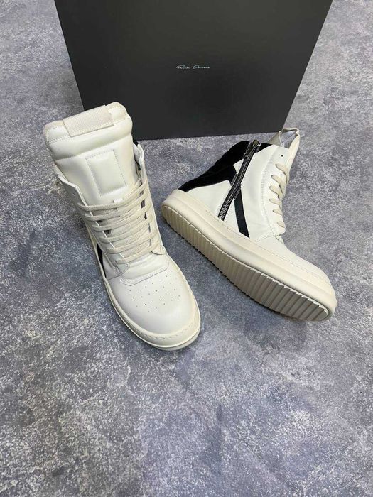 Rick Owens GEOBASKET кеды 43 44 білі  кроссовки белые jumbo lace laces