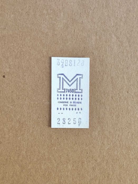 Bilhete metro Lisboa antigo 7.5 escudos