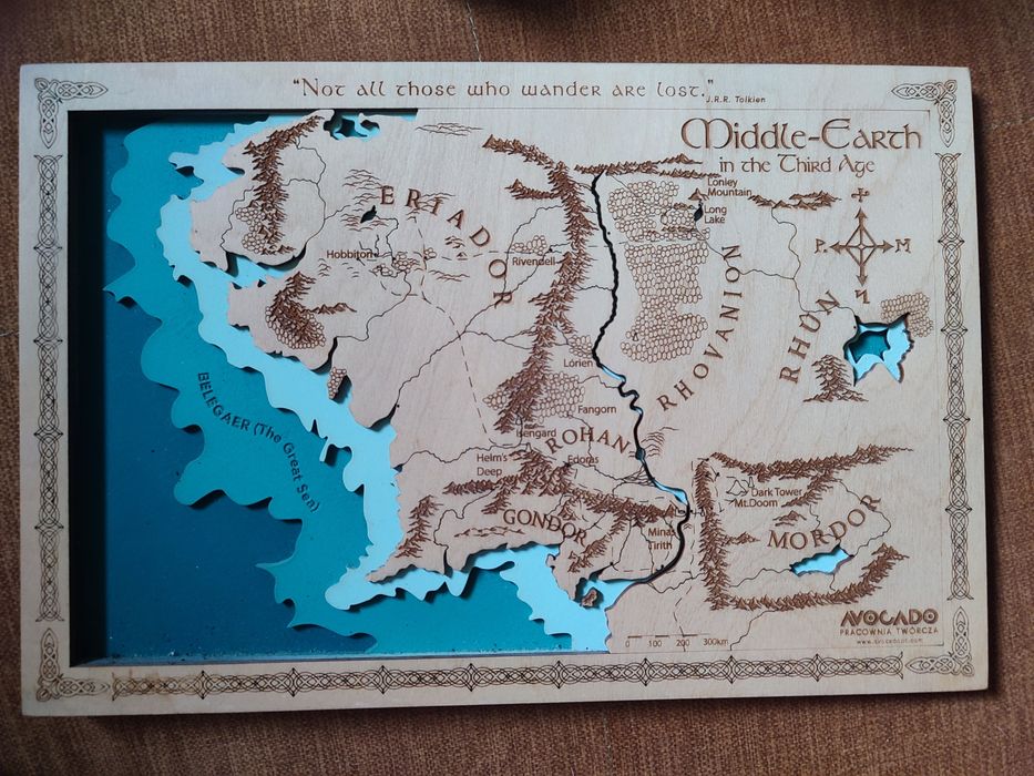 Mapa Śródziemia drewniana 30x20.